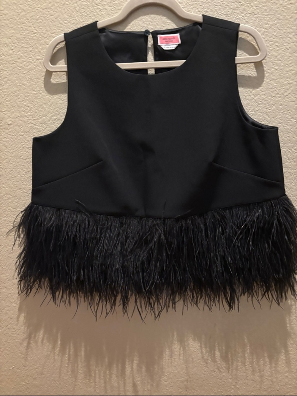kate spade Black Feather-Hem Sleeveless Top
